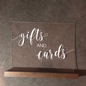 “Gifts and cards” acrylic sign